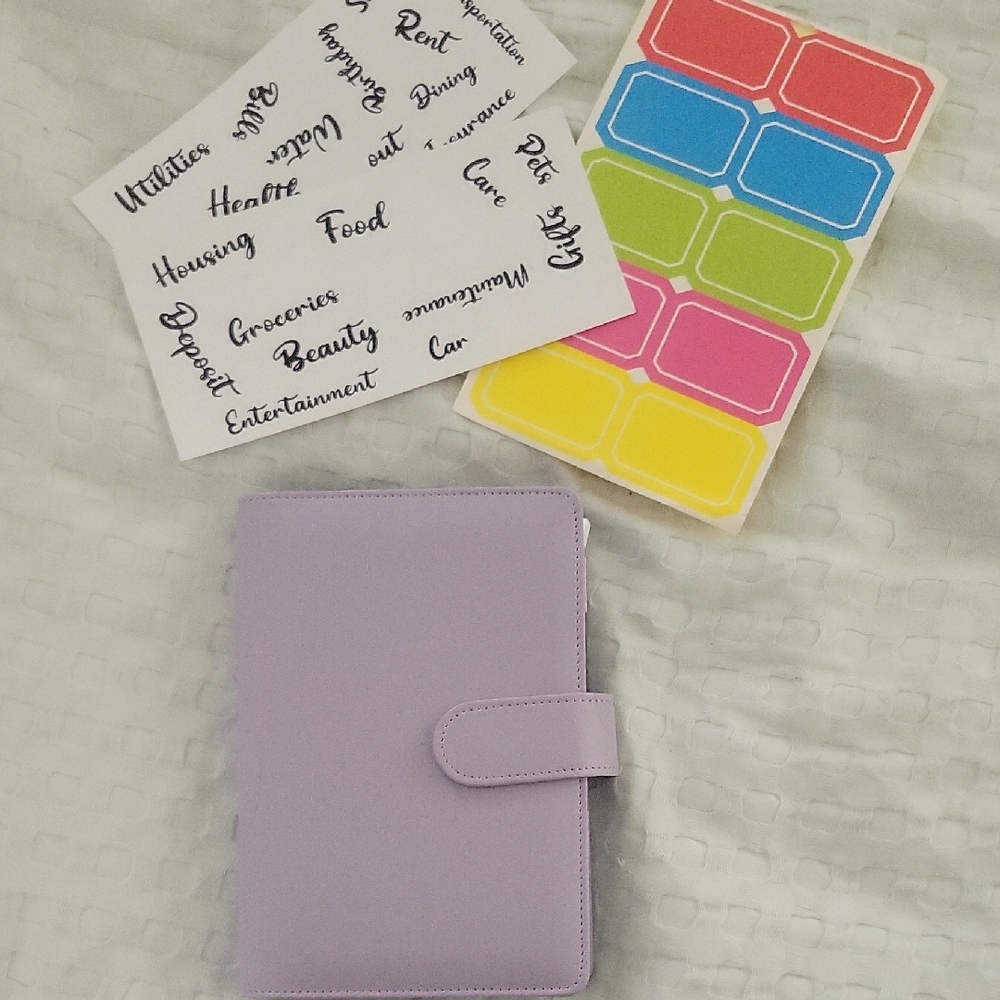 Lavender Money Organizer with Colorful Labels